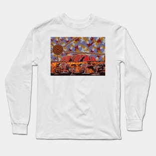 Aboriginal Art - Uluru Ayers Rock Long Sleeve T-Shirt